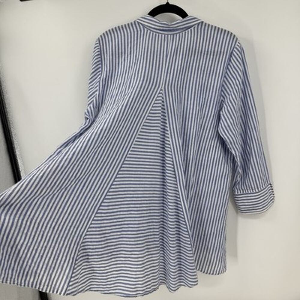 Habitat Clothes Textured Cotton Button Up Tunic XL Blue Striped Long Sleeve - Picture 8 of 12